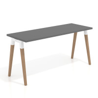 Mesa de escritorio Arki, patas de madera maciza, fondo 60cm - GRIS TORMENTA, 140X60