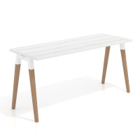Mesa de escritorio Arki, patas de madera maciza, fondo 60cm - ALBO, 140X60