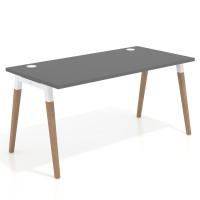 Mesa de despacho Arki, patas de madera maciza, fondo 80cm - GRIS TORMENTA, 140X80