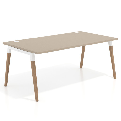Mesa de oficina ejecutiva Arki, patas de madera, fondo 100cm - 120x100