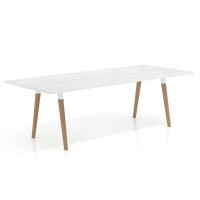 Mesa de reuniones rectangular Arki, gran formato, patas de madera - ALBO, 240x100