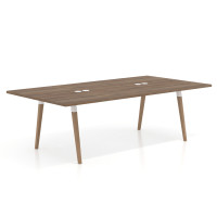 Mesa de juntas rectangular Arki con encimera continua fondo 126 cm - NOCE SABI, 240x126