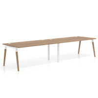 Mesa de oficina en continuidad Arki doble, patas de madera, fondo 100cm - NATURALE, 320x160