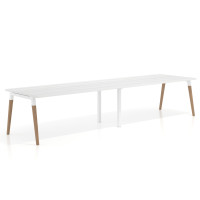 Mesa de oficina en continuidad Arki doble, patas de madera, fondo 100cm - ALBO, 280x140