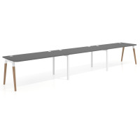 Mesa de oficina en continuidad Arki triple con bordes redondeados, fondo 80cm - GRIS TORMENTA, 540x80