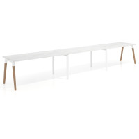 Mesa de oficina en continuidad Arki triple con bordes redondeados, fondo 80cm - ALBO, 540x80