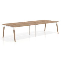 Mesa de oficina multipuesto Arki doble, fondo 126 cm, patas de madera - NATURALE, 320x126