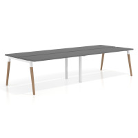Mesa de oficina multipuesto Arki doble, fondo 126 cm, patas de madera - GRIS TORMENTA, 280x126