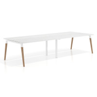 Mesa de oficina multipuesto Arki doble, fondo 126 cm, patas de madera - ALBO, 280x126