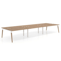 Mesa de oficina multipuesto Arki triple, fondo 166 cm, sobre recto - NATURALE, 480x166