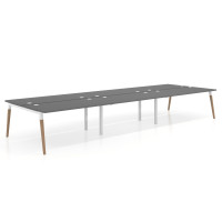 Mesa de oficina multipuesto Arki triple, fondo 166 cm, sobre recto - GRIS TORMENTA, 420x166