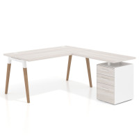 Mesa de oficina con cajones Arki, frontales de melamina - CALIFORNIA, 140x180