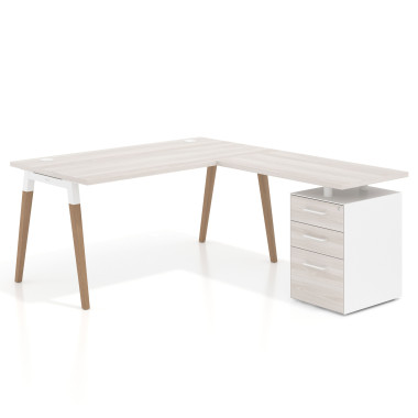 Colecci&oacute;n Mesa de oficina 80cm con pedestal, frontales de melamina