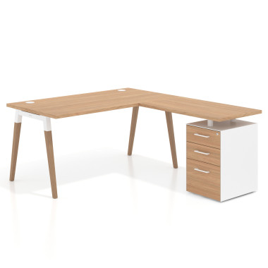 Mesa de oficina 80cm con pedestal, frontales de melamina