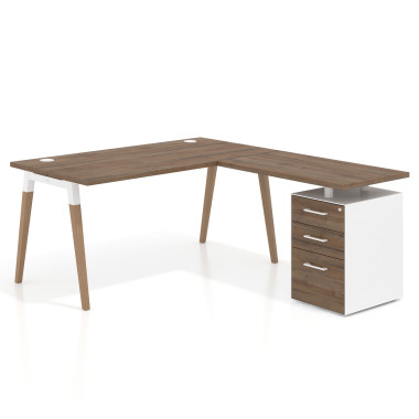 Mesa de oficina 80cm con pedestal, frontales de melamina