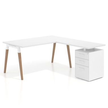 Colecci&oacute;n Mesa de oficina 80cm con pedestal, frontales de melamina