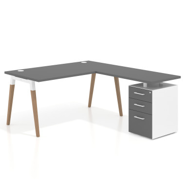Mesa de oficina 80cm con pedestal, frontales de melamina