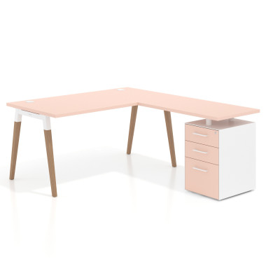 Colecci&oacute;n Mesa de oficina 80cm con pedestal, frontales de melamina