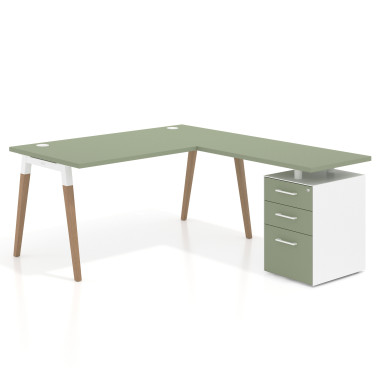 Mesa de oficina 80cm con pedestal, frontales de melamina