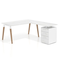 Mesa de oficina con cajones Arki, frontales de melamina - ALBO, 180x180