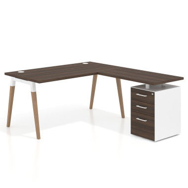 Mesa de oficina 80cm con pedestal, frontales de melamina