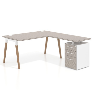 Colecci&oacute;n Mesa de oficina 80cm con pedestal, frontales de melamina