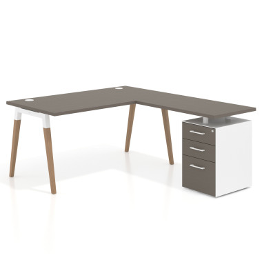 Mesa de oficina 80cm con pedestal, frontales de melamina