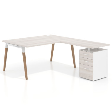 Colecci&oacute;n Mesa de oficina 100cm con pedestal, frontales de melamina