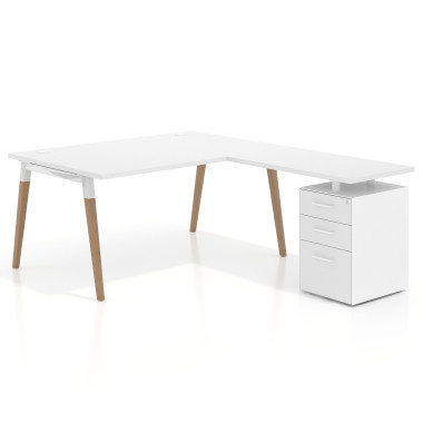 Colecci&oacute;n Mesa de oficina 100cm con pedestal, frontales de melamina