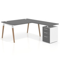 Mesa de dirección con cajones Arki fondo 100cm, frontales de melamina - GRIS TORMENTA, 200x200