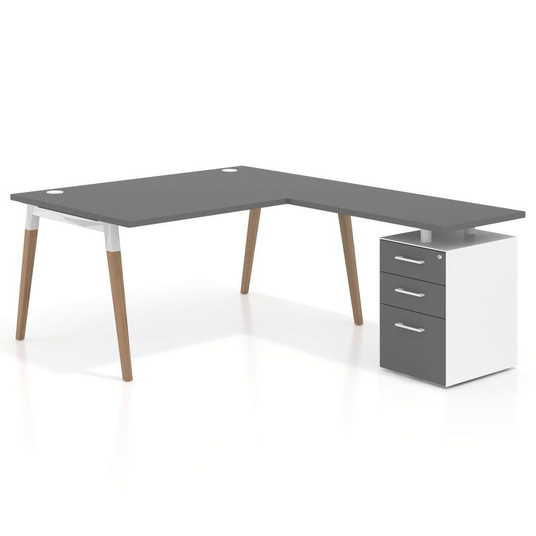 mesa en l 200x200 gris tormenta arki mesa de oficina 100cm con pedestal frontales de melamina recto 1