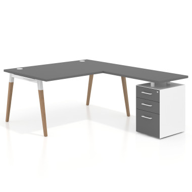 Colecci&oacute;n Mesa de oficina 100cm con pedestal, frontales de melamina