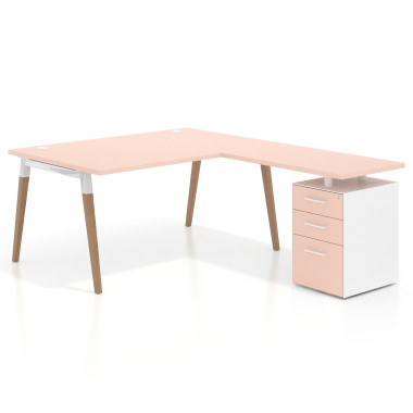 Mesa de oficina 100cm con pedestal, frontales de melamina