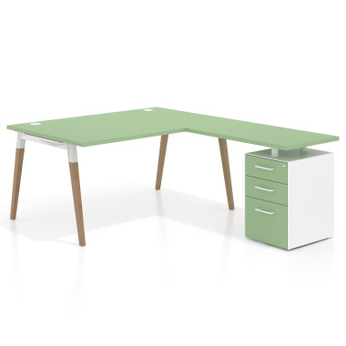 Mesa de oficina 100cm con pedestal, frontales de melamina
