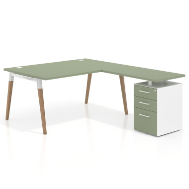 Mesa de oficina 100cm con pedestal, frontales de melamina