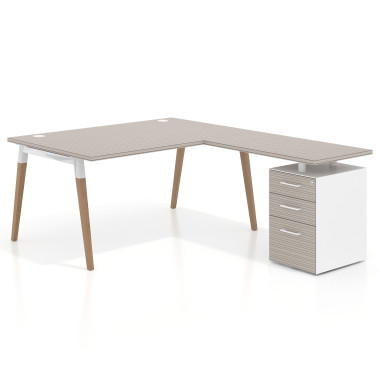 Mesa de oficina 100cm con pedestal, frontales de melamina