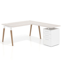 Mesa de oficina con cajones Arki, frontales de metal - CALIFORNIA, 140x180
