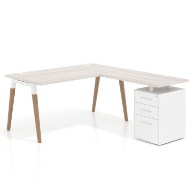 Colecci&oacute;n Mesa de oficina 80cm con pedestal, frontales de metal