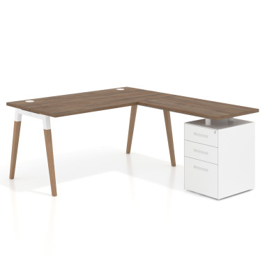 Mesa de oficina 80cm con pedestal, frontales de metal
