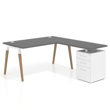 Mesa de oficina 80cm con pedestal, frontales de metal