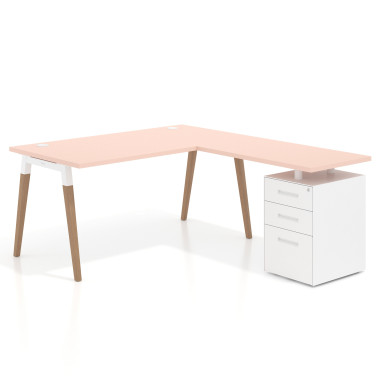 Mesa de oficina 80cm con pedestal, frontales de metal