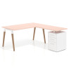 mesa en l 140x180 rosa nube arki mesa de oficina 80cm con pedestal frontales de metal recto 1