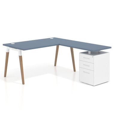 Colecci&oacute;n Mesa de oficina 80cm con pedestal, frontales de metal