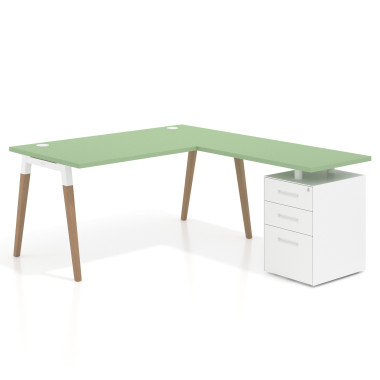 Colecci&oacute;n Mesa de oficina 80cm con pedestal, frontales de metal