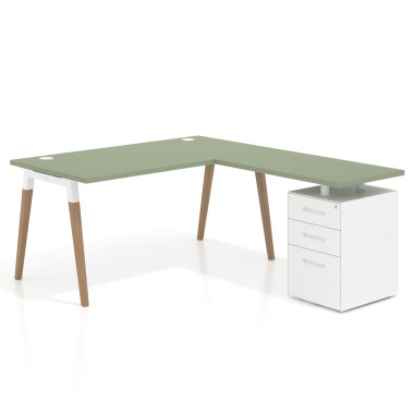Colecci&oacute;n Mesa de oficina 80cm con pedestal, frontales de metal