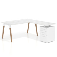Mesa de oficina con cajones Arki, frontales de metal - ALBO, 180x180