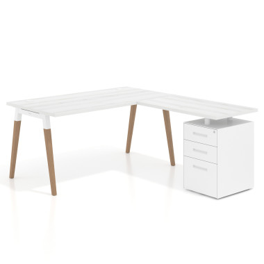 Colecci&oacute;n Mesa de oficina 80cm con pedestal, frontales de metal