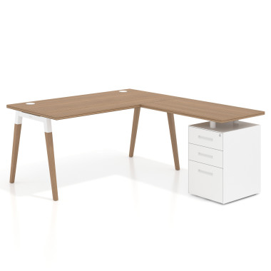Mesa de oficina 80cm con pedestal, frontales de metal