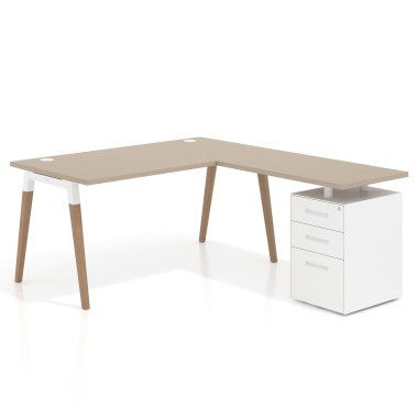 Mesa de oficina 80cm con pedestal, frontales de metal