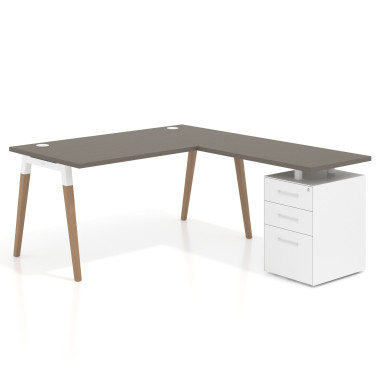 Mesa de oficina 80cm con pedestal, frontales de metal